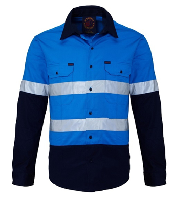 Picture of Ritemate Workwear-RM1050R-Open Front 2 Tone L/S Shirt with 3M 8910 Reflective Tape  Shirts
