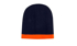 Picture of Headwear Stockist-4188-Roll Down Two Tone Acrylic Beanie - Toque