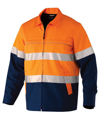 Rail Workman wearing an Orange Hi-vis Coverall - coveralls 