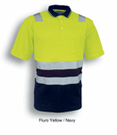 Picture of Bocini-SP0539-Unisex Adults Hi-Vis Polyface / Cotton Back Polo With Reflective Tape