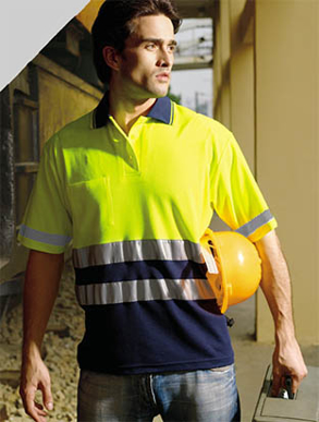 Picture of Bocini-sp1249-Unisex Adults Hi-Vis Polyface / Cotton back Polo With 3M Reflective Tape