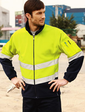 Picture of Bocini-SJ1239-Unisex Adults Hi-Vis Full Zip Polar Fleece With reflective tape