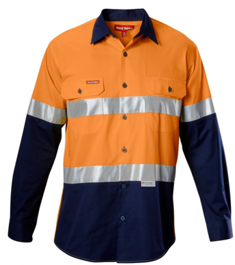 Picture of Hardyakka-Y07978-KOOLGEAR HI VIS 2TONE COTTON TWILL SHIRT 3/3M TAPE LONG SLEEVE