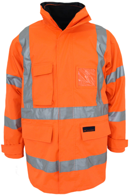 Picture of DNC Workwear Hi Vis Taped Biomotion "X" Back "6 In 1" Rain Jacket (3797)