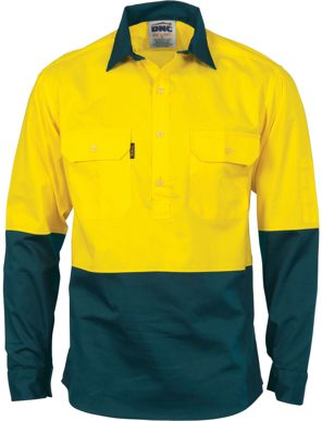 Picture of DNC Workwear Hi Vis Closed Front Long Sleeve Shirt With Gusset Sleeve (3834)