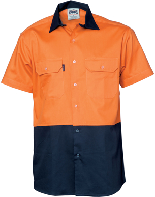 Picture of DNC Workwear-3839-HiVis 2 Tone Cool-Breeze Cotton Shirt - Short Sleeve