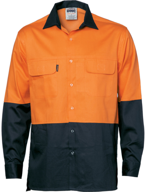 Picture of DNC Workwear-3938-HiVis 3 Way Cool-Breeze Cotton Shirt - Long sleeve