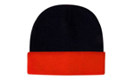 Picture of Headwear Stockist-3027-Acrylic Beanie Hi-Vis turn-up