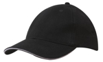 Picture of Headwear Stockist-4210-6PNL Brushed Heavy Cotton cap with sandwich trim