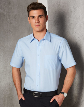 Picture of Winning Spirit-M7221-Men's Pin Stripe Short Sleeve Shirt