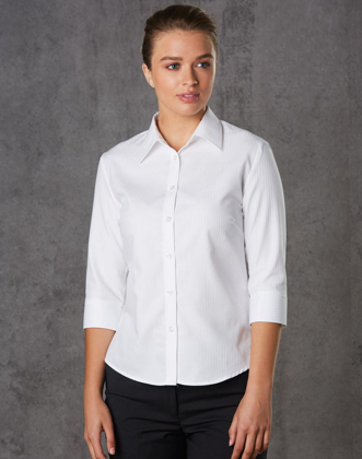 Picture of Winning Spirit - M8113 - Women’s Mini Herringbone 3/4 Sleeve Shirt