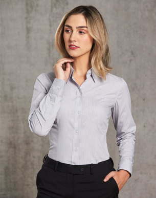 Picture of Winning Spirit - M8200L - Women’s Ticking Stripe Long Sleeve Shirt