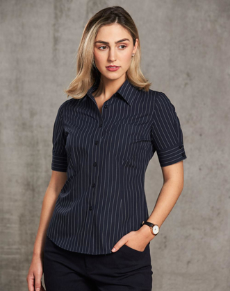 Picture of Winning Spirit - M8224 - Women’s Pin Stripe Short Sleeve Shirt