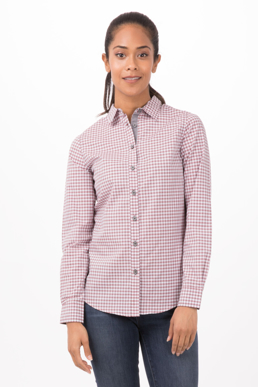 Picture of Chef Works-SHC05W-Modern Gingham Long Sleeve Dress Shirt