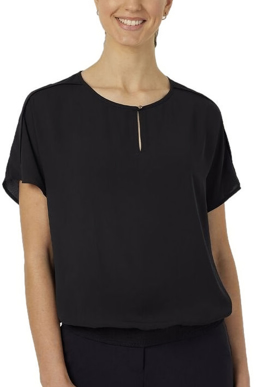 Picture of NNT Uniforms-CATUQT-BKP-Georgie Short Sleeve Rib Hem Top - Black