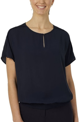 Picture of NNT Uniforms-CATUQT-NAV-Georgie Short Sleeve Rib Hem Top - Navy