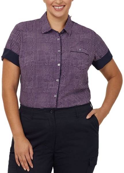 Picture of NNT Uniforms Short Sleeve Action Back Shirt - Navy/Violet (CAT9S2-NVL)