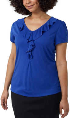 Picture of NNT Uniforms-CAT48H-COP-Cap Sleeve Ruffle Neck T-Top