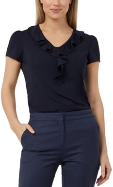 Picture of NNT Uniforms Cap Sleeve Ruffle Neck T-Top - Dark Navy (CAT48H-NDP)