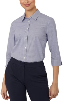 Picture of NNT Uniforms Avignon Stripe 3/4 Sleeve Shirt - Navy/White Stripe (CATUKV-NWS)