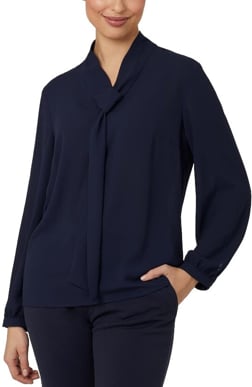 Picture of NNT Uniforms Georgie Tie Neck Blouse - Navy (CATUL2-NAV)