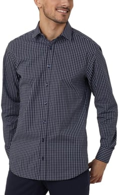 Picture of NNT Uniforms Avignon Fine Check Long Sleeve Shirt - Navy/White (CATJDE-NWP)