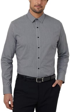 Picture of NNT Uniforms Avignon Gingham Check Long Sleeve Slim Shirt - Black/White (CATJDF-BWC)