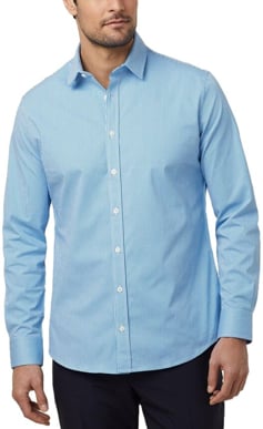 Picture of NNT Uniforms Avignon Gingham Check Long Sleeve Slim Shirt - Cyan/White (CATJDF-CYW)