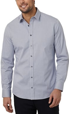 Picture of NNT Uniforms Avignon Gingham Check Long Sleeve Slim Shirt - Grey/White Check (CATJDF-GWC)