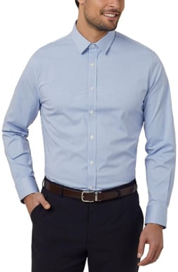Picture of NNT Uniforms Avignon Gingham Check Long Sleeve Slim Shirt - Light Blue/White (CATJDF-LBW)