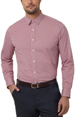 Picture of NNT Uniforms Avignon Gingham Check Long Sleeve Slim Shirt - Red/White Check (CATJDF-RWC)