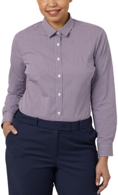 Picture of NNT Uniforms Avignon Gingham Check Long Sleeve Slim Shirt - Blackberry/White (CATUKS-BBW)