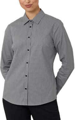 Picture of NNT Uniforms Avignon Gingham Check Long Sleeve Slim Shirt - Black/White (CATUKS-BWC)