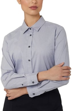 Picture of NNT Uniforms Avignon Gingham Check Long Sleeve Slim Shirt - Grey/White Check (CATUKS-GWC)