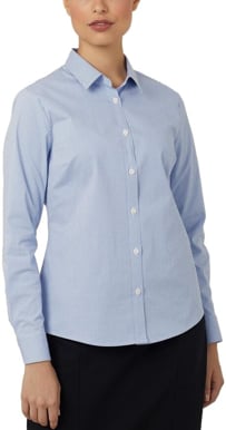Picture of NNT Uniforms Avignon Gingham Check Long Sleeve Slim Shirt - Light Blue/White (CATUKS-LBW)
