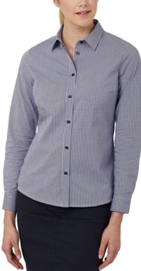Picture of NNT Uniforms Avignon Gingham Check Long Sleeve Slim Shirt - Navy/White Check (CATUKS-NWC)