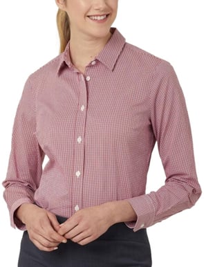 Picture of NNT Uniforms Avignon Gingham Check Long Sleeve Slim Shirt - Red/White Check (CATUKS-RWC)