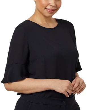 Picture of NNT Uniforms Georgie Fluted Sleeve Top - Black (CATUK4-BKP)