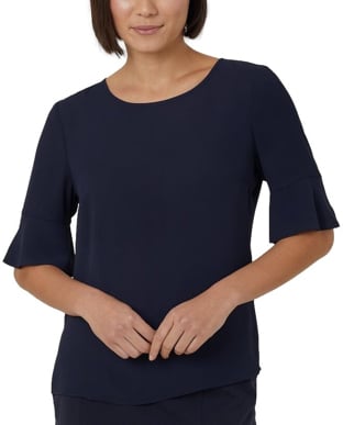 Picture of NNT Uniforms Georgie Fluted Sleeve Top - Navy (CATUK4-NAV)