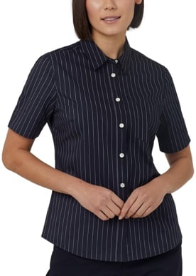 Picture of NNT Uniforms Avignon Pinstripe Short Sleeve Shirt - Navy/White (CATUK6-NWH)