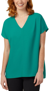 Picture of NNT Uniforms-CATUPU-EMD-Ladies French Georgette Short Sleeve V-neck Top - Emerald