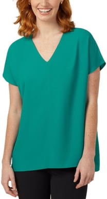 Picture of NNT Uniforms Ladies French Georgette Short Sleeve V-neck Top - Emerald - Emerald (CATUPU-EMD)