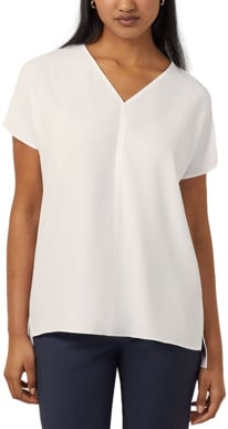 Picture of NNT Uniforms Ladies French Georgette Short Sleeve V-neck Top - White - White (CATUPU-WHT)