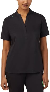 Picture of NNT Uniforms Ladies Antibacterial Active Blackburn Mandarin Collar Scrub Top - Black - Black (CATUMM-BLA)