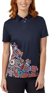 Picture of NNT Uniforms Ladies Water Dreaming Indigenous Print Polo - Navy Print Sublimated (CATUQV-NPS)