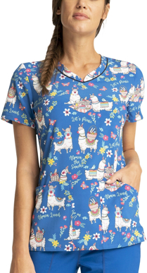 Picture of Cherokee Scrubs-CK678 APPC-Cherokee Scrubs Print top - Alpaca Picnic