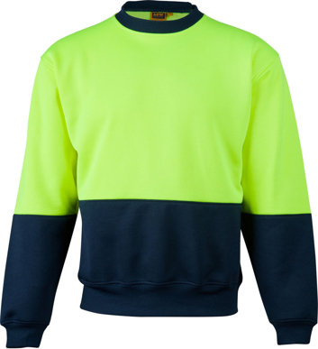 Picture of Australian Industrial Wear -SW09-Men's Fleece Hi-Vis 2 Tone Crew Neck Wind Cheater