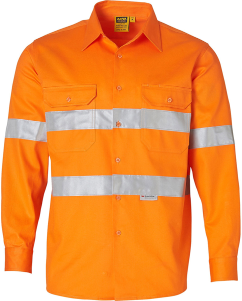 Picture of Australian Industrial Wear -SW52-Men's Taped Hi-Vis Cotton Drill Safety Shirt