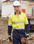 Picture of Australian Industrial Wear -SW60-Men's Taped Cotton Drill Long Sleeve Safety Shirt