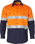 Picture of Australian Industrial Wear -SW60-Men's Taped Cotton Drill Long Sleeve Safety Shirt